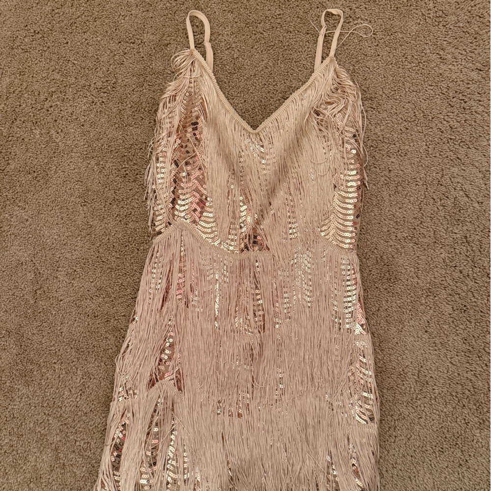 Lulu's Cream Fringe Dress